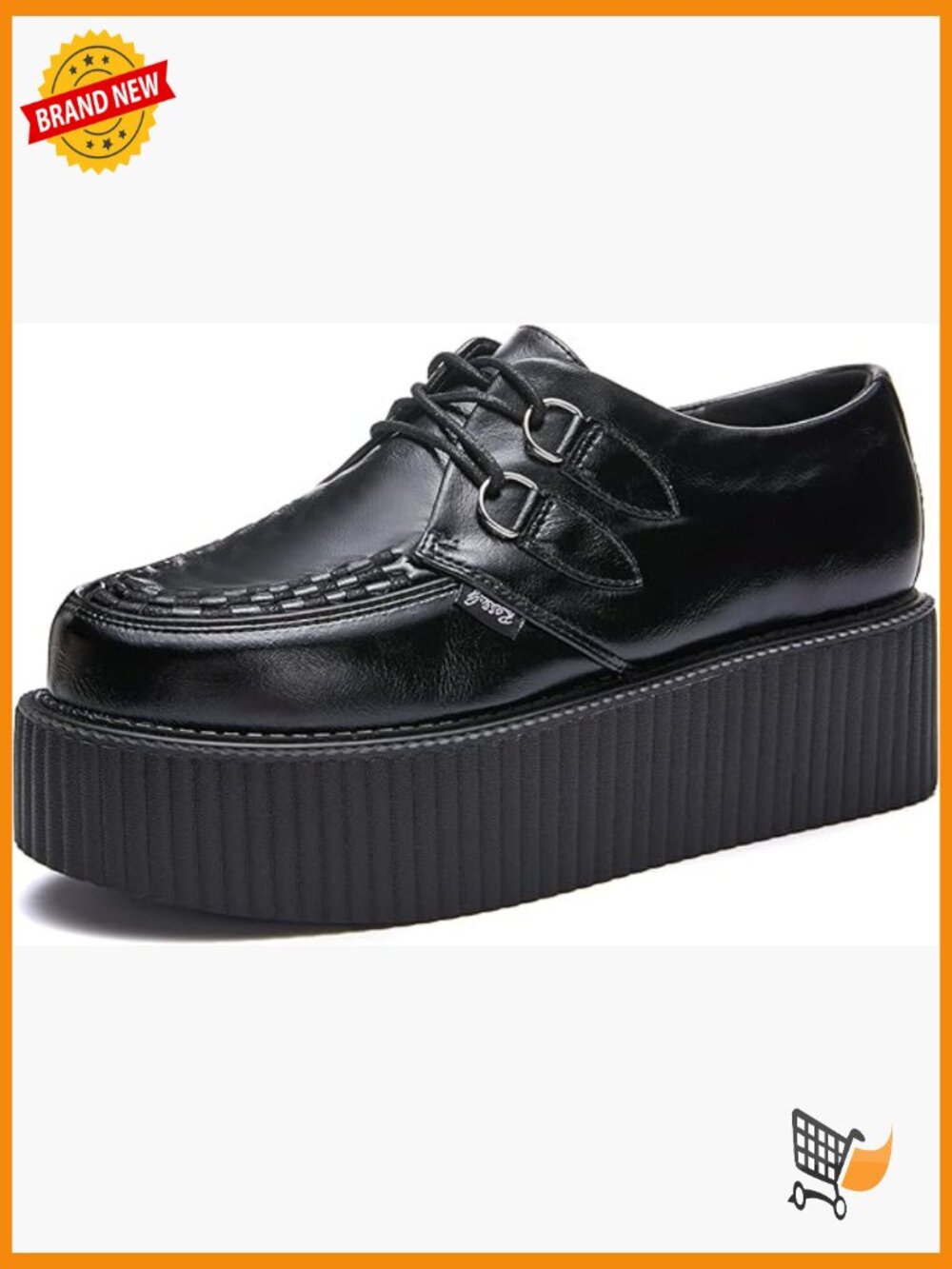 Women's Handmade Suede Lace Up Flat Platform Creepers Shoe